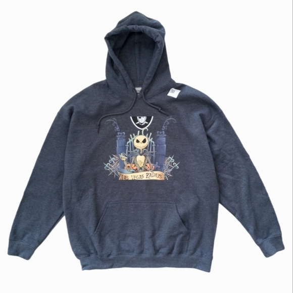 Nightmare Before Christmas Las Vegas Raiders Heavy Bland Sweatshirt Hoodie NWT - Picture 1 of 11